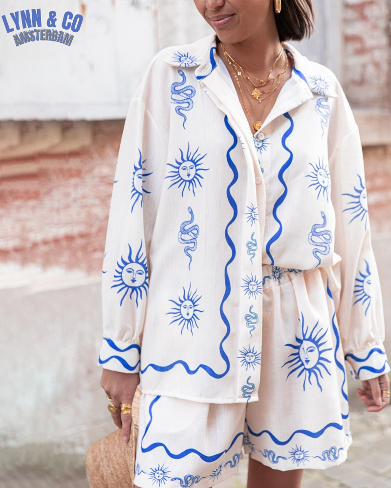 Celeste® | Elegant top with long sleeves and shorts