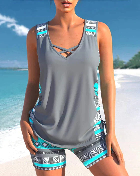 Bahia® | Tankini With Tribal Print And Crossed Details