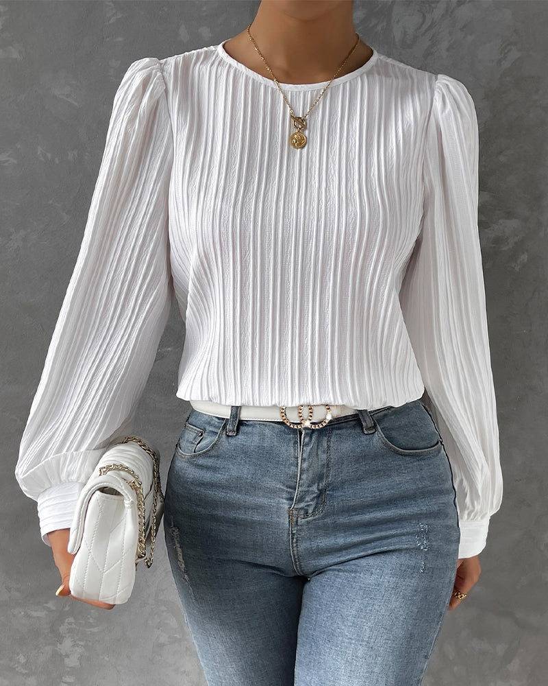 Hannah | Pleated Blouse with Elegant Lantern Sleeves