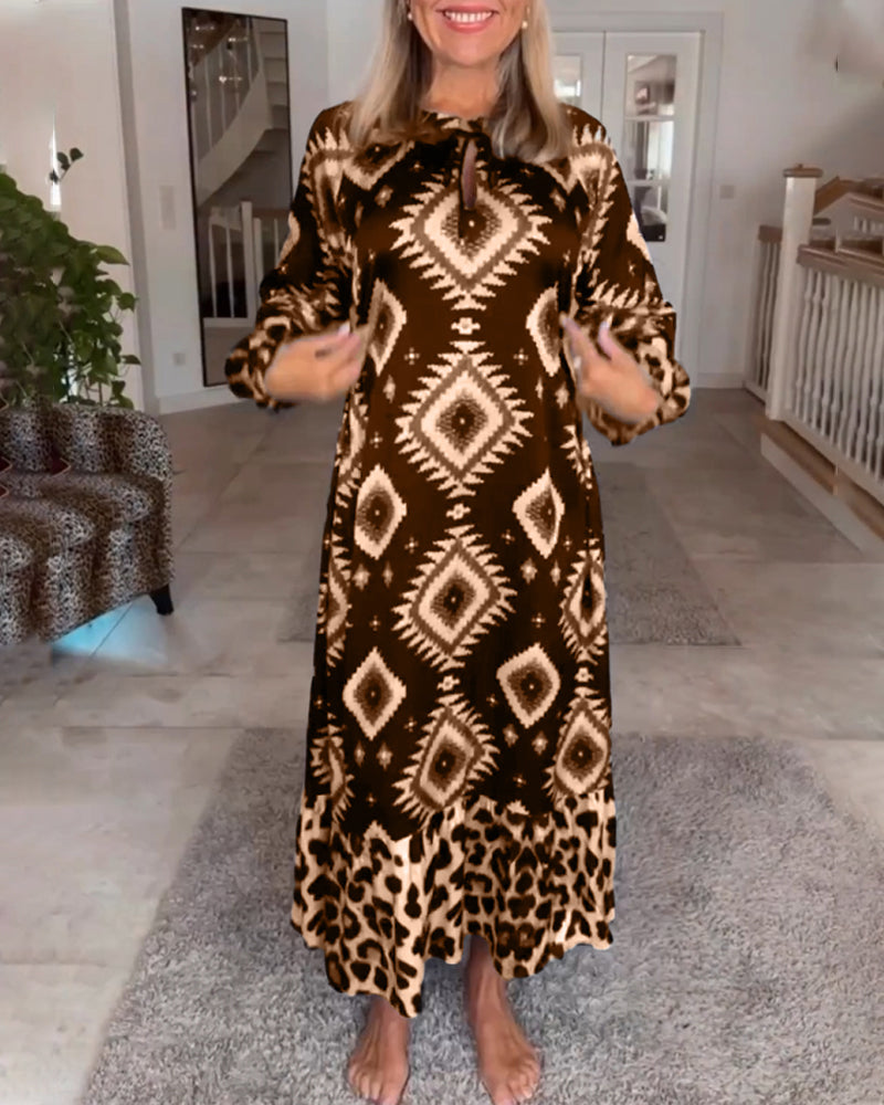 Eleonora® | Long Sleeve Dress With Geometric Print