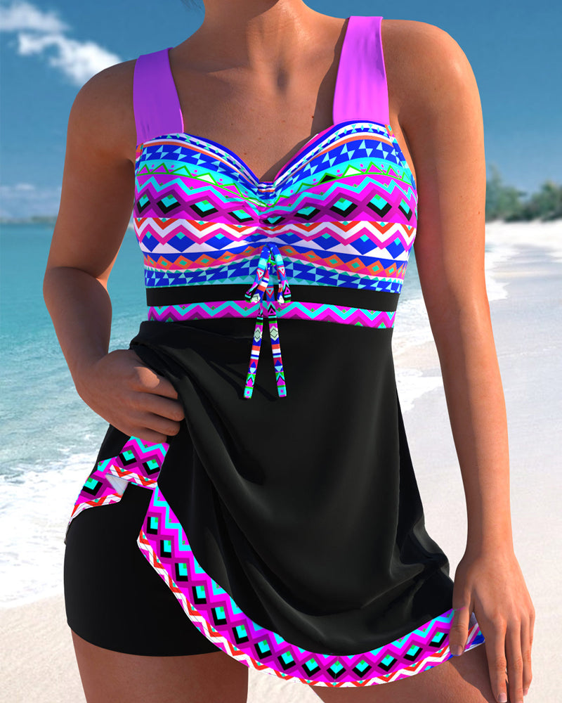 Aurora® | Swimsuit with laces and striped print