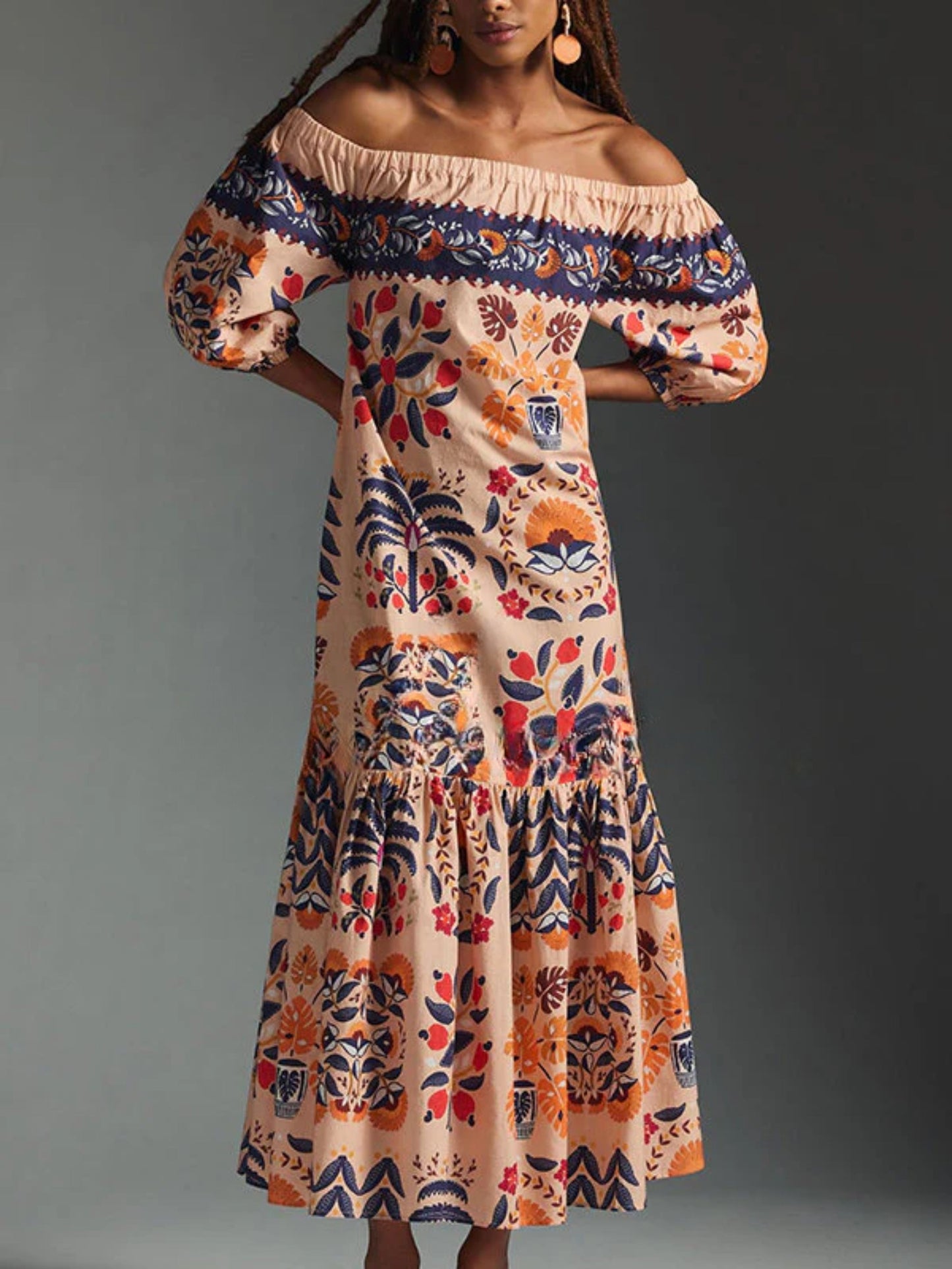 Aubrey® | Elegant printed midi dress
