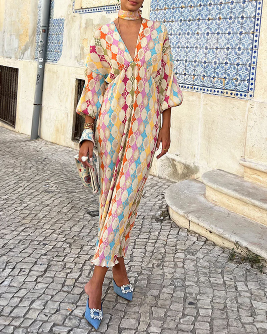 Chelsea | Vibrant Maxi Dress with Puff Sleeves
