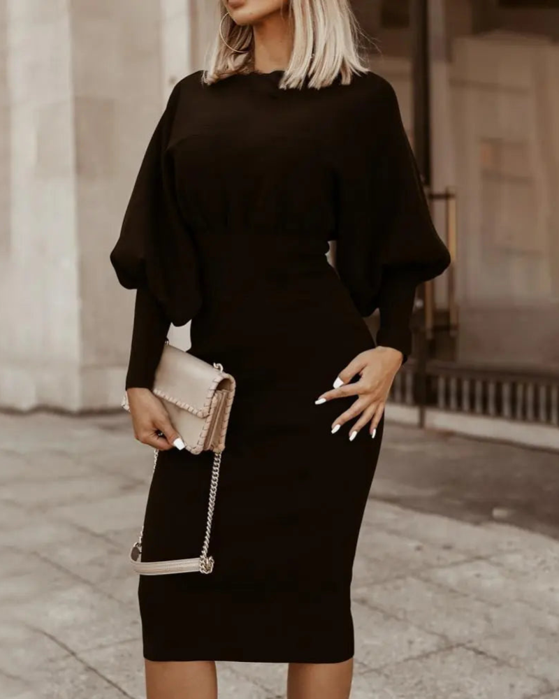 Costanza® | Elegant Midi Dress With Puff Sleeves