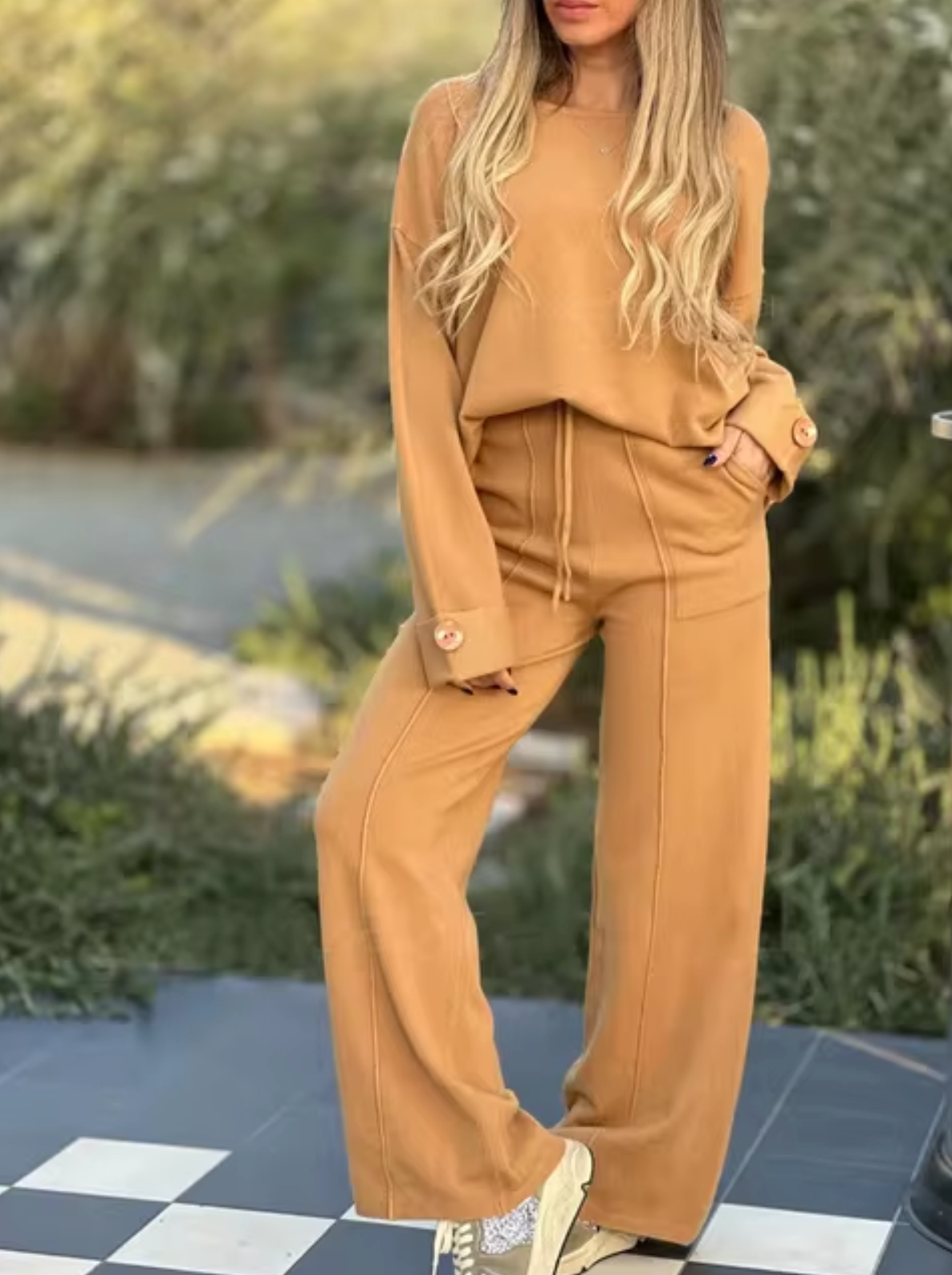 Artemizia® | Long Sleeve And Wide Leg Pants Set