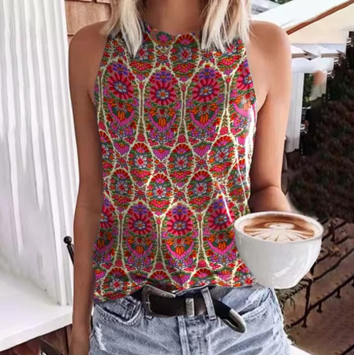 Antonella® | Sleeveless Top With Ethnic Print