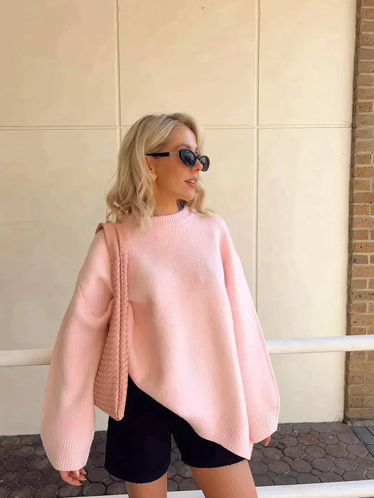 Dorotea | Pink crew neck sweater for women