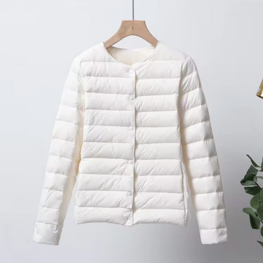 Women’s Down Jacket – Slim Fit – Lightweight Quilted – Collarless – Hip Length