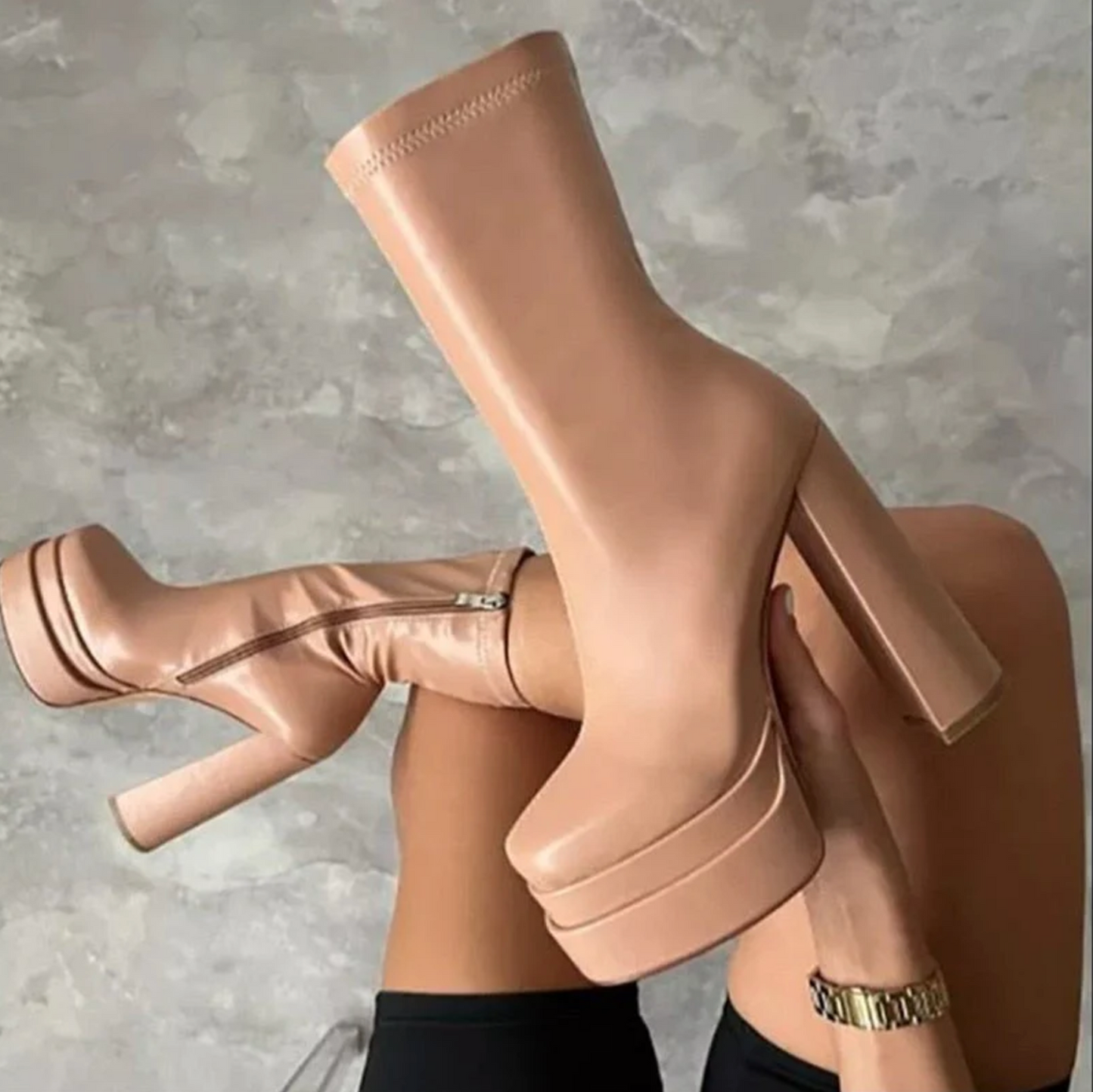 Camille® | Leather boots with thick heels