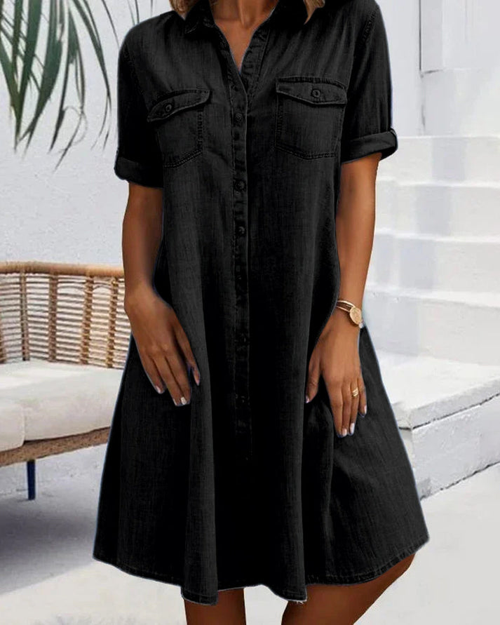Joanna | Stylish Short Sleeve Button-Up Dress