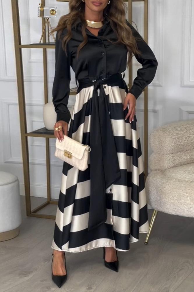 Celeste® | Dress Soft Touch Striped Maxi Dress with Belt