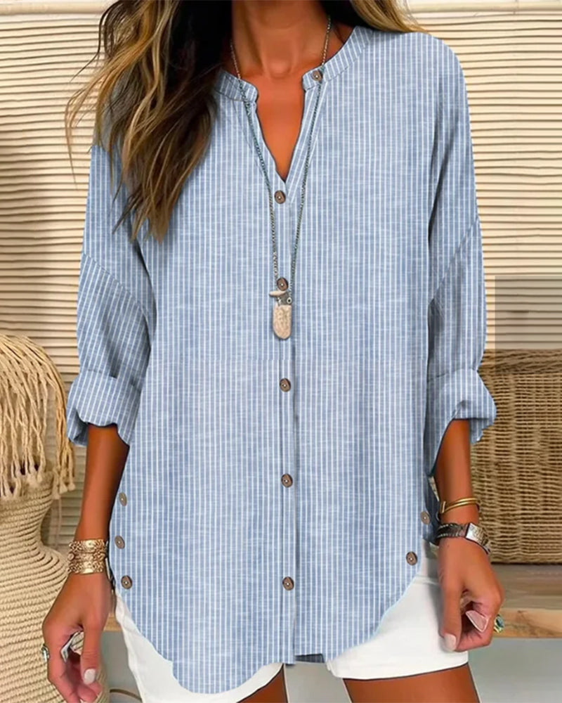 Belisa® | Stylish V-Neck Top With Stripes