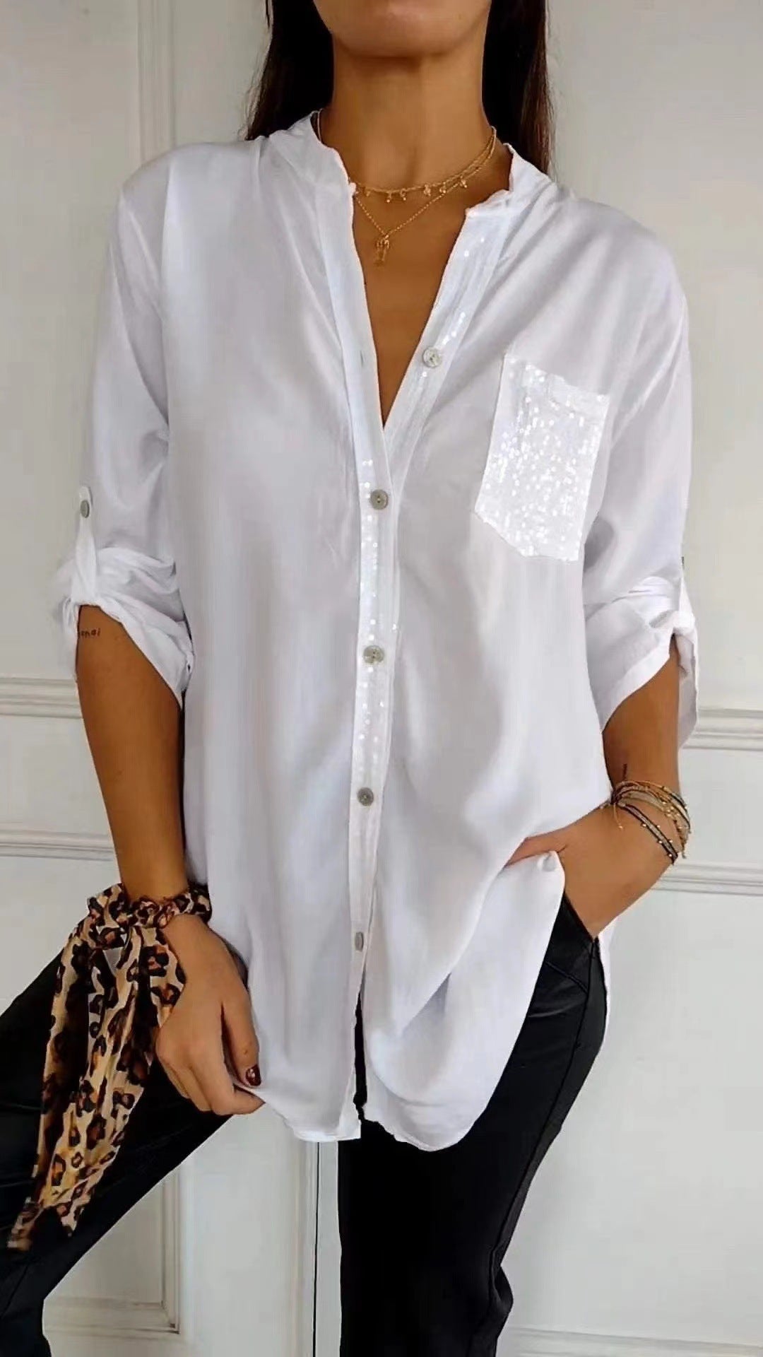 Bubnash® | Glitter Blouse With Sequin Pocket