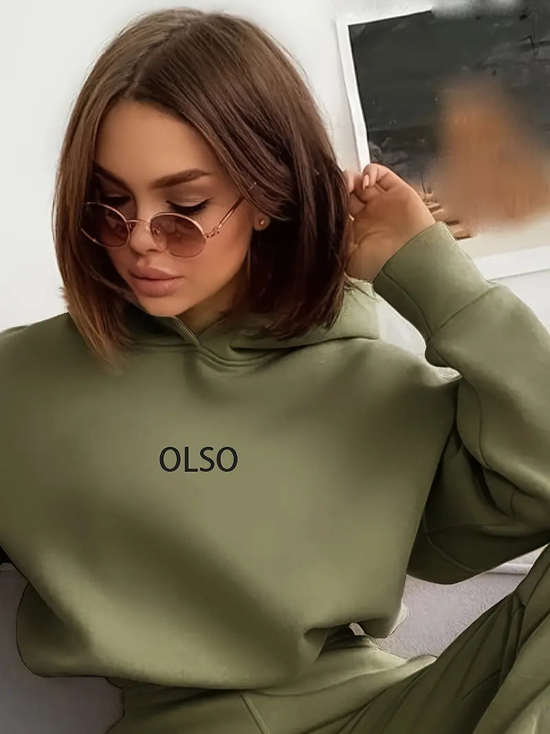 Antonella® | Casual two-piece set with hoodie and print
