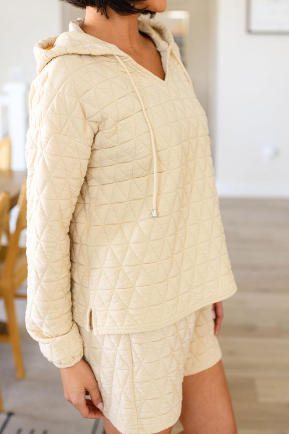 Amira® | Quilted hooded top and drawstring shorts set