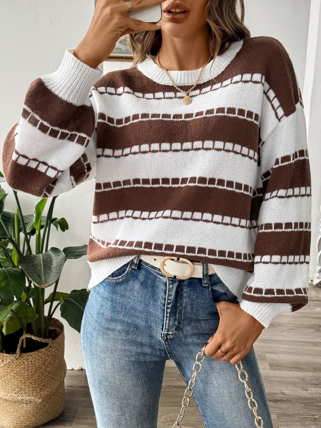 Dagny® | Striped long-sleeved sweater with a crew neck