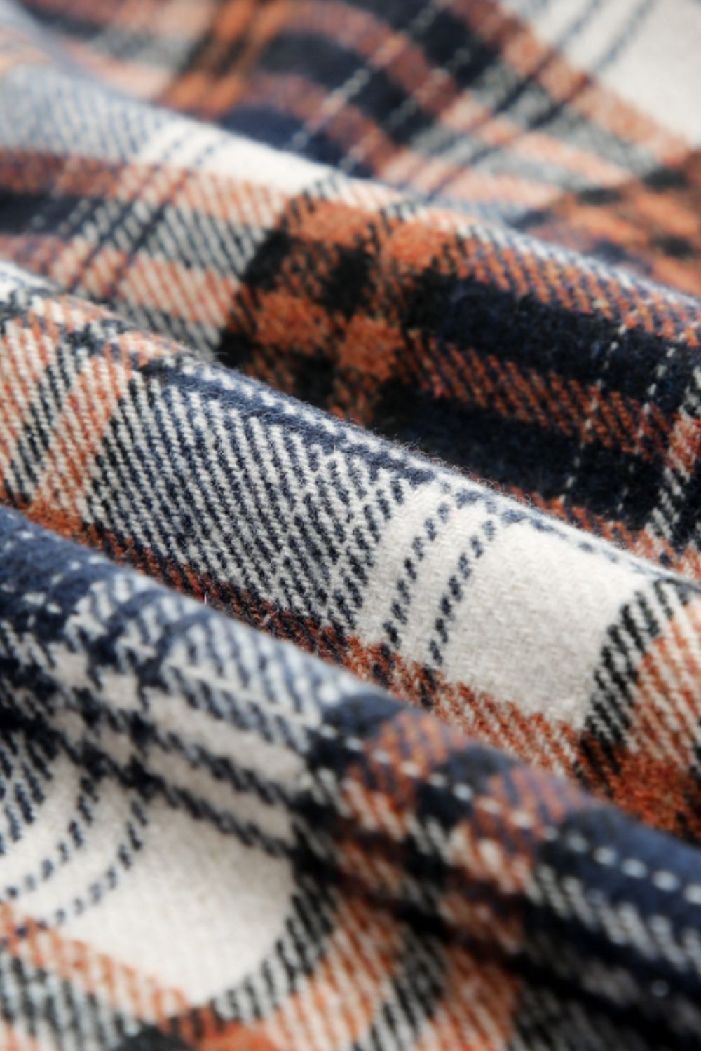 Brigida® | Checked button down long sleeve hooded jacket