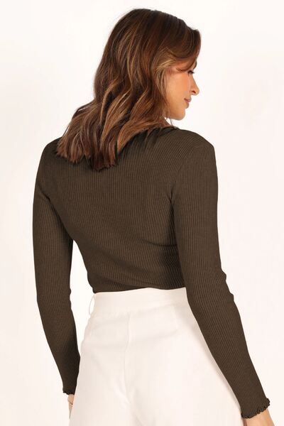 Claudia® | Long-sleeved T-shirt with a crew neck and lettuce trim