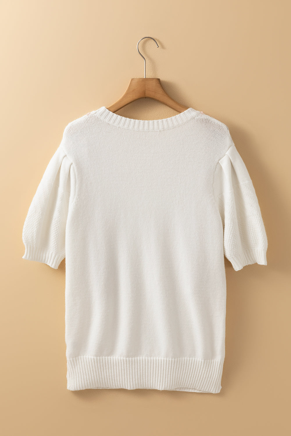 Bianca® | Half-sleeved sweater with cable knit and crew neck
