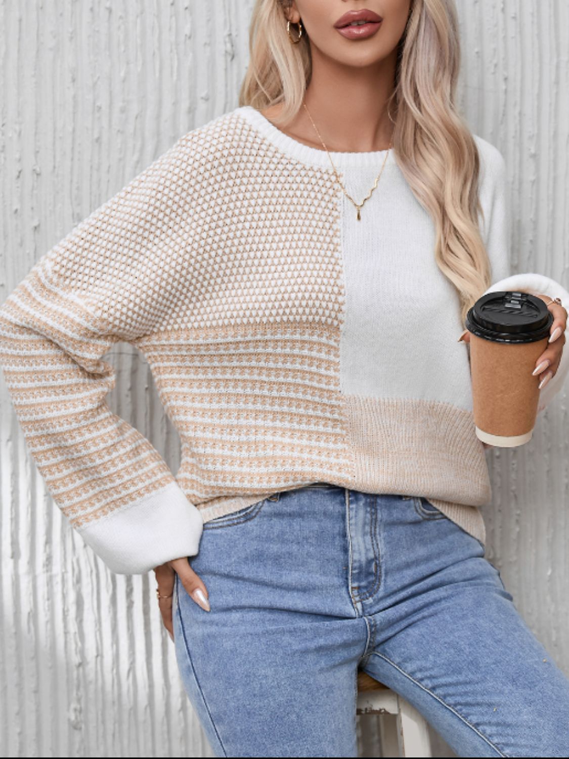 Dominica® | Contrasting long-sleeved sweater with a crew neck