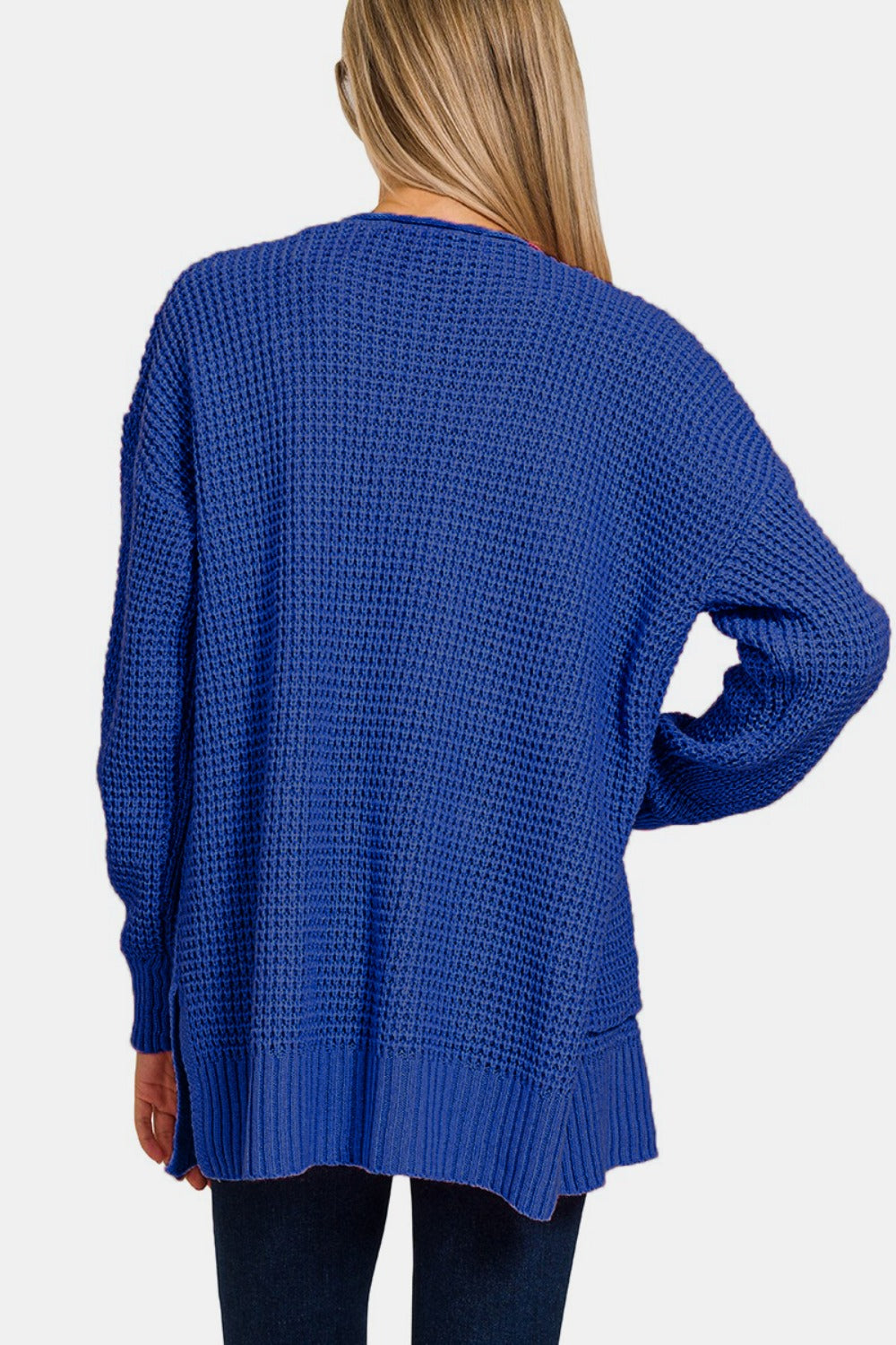 Charlotte® | Waffle sweater cardigan with open front