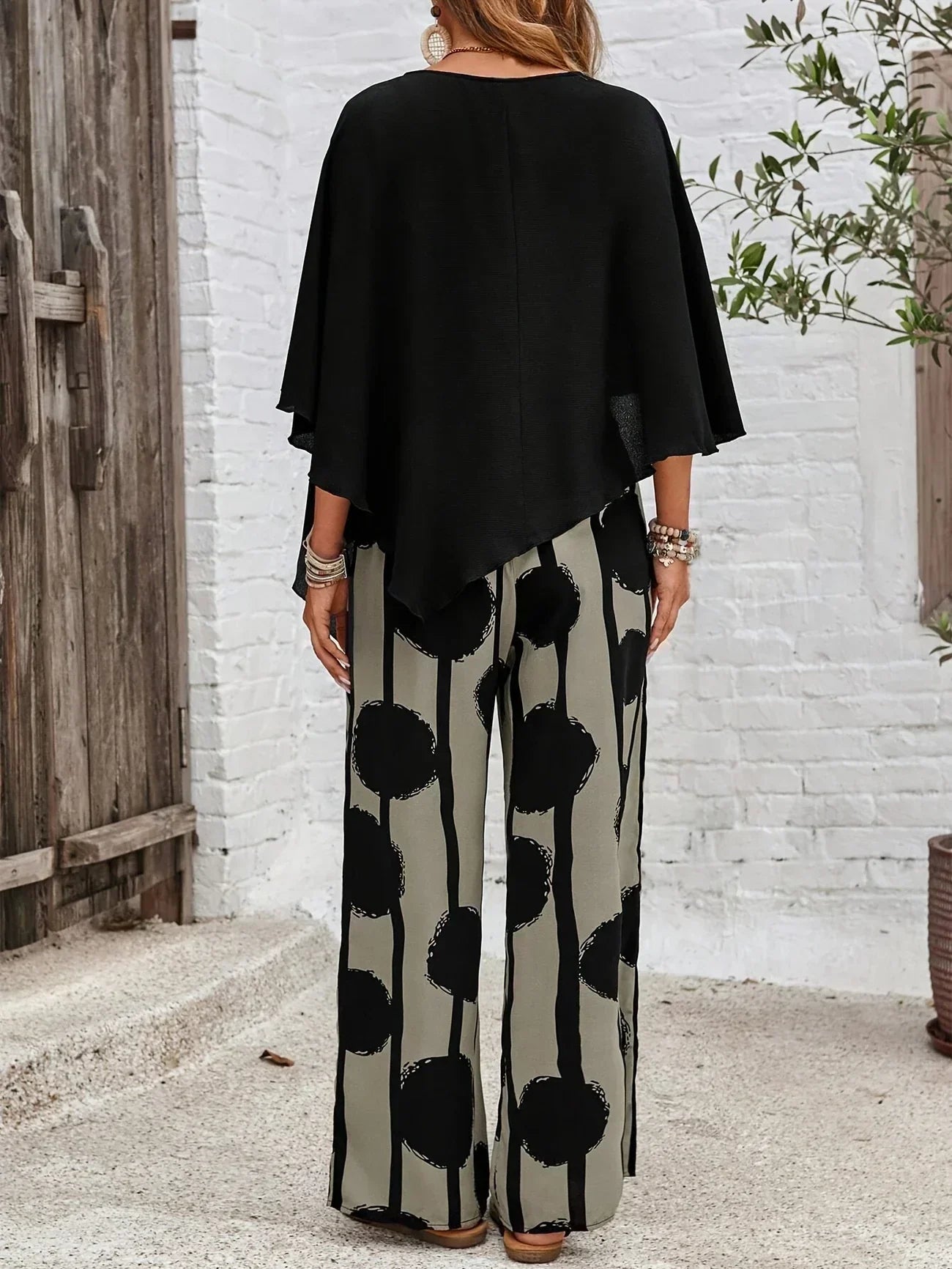Sheila | Women's Stylish Asymmetric Top and Printed Pant Set