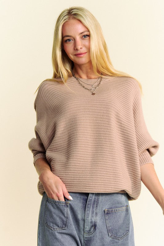 Clara® | Crew neck sweater with batwing sleeves