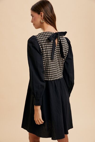 Constance® | Checked mini dress with a round neckline and tie back