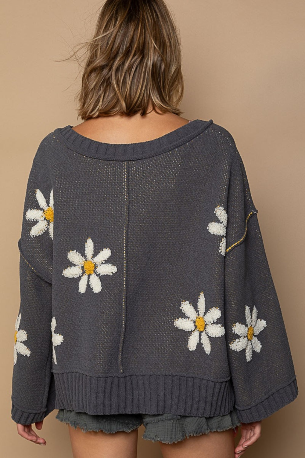 Doris® | Floral chenille V-neck sweater