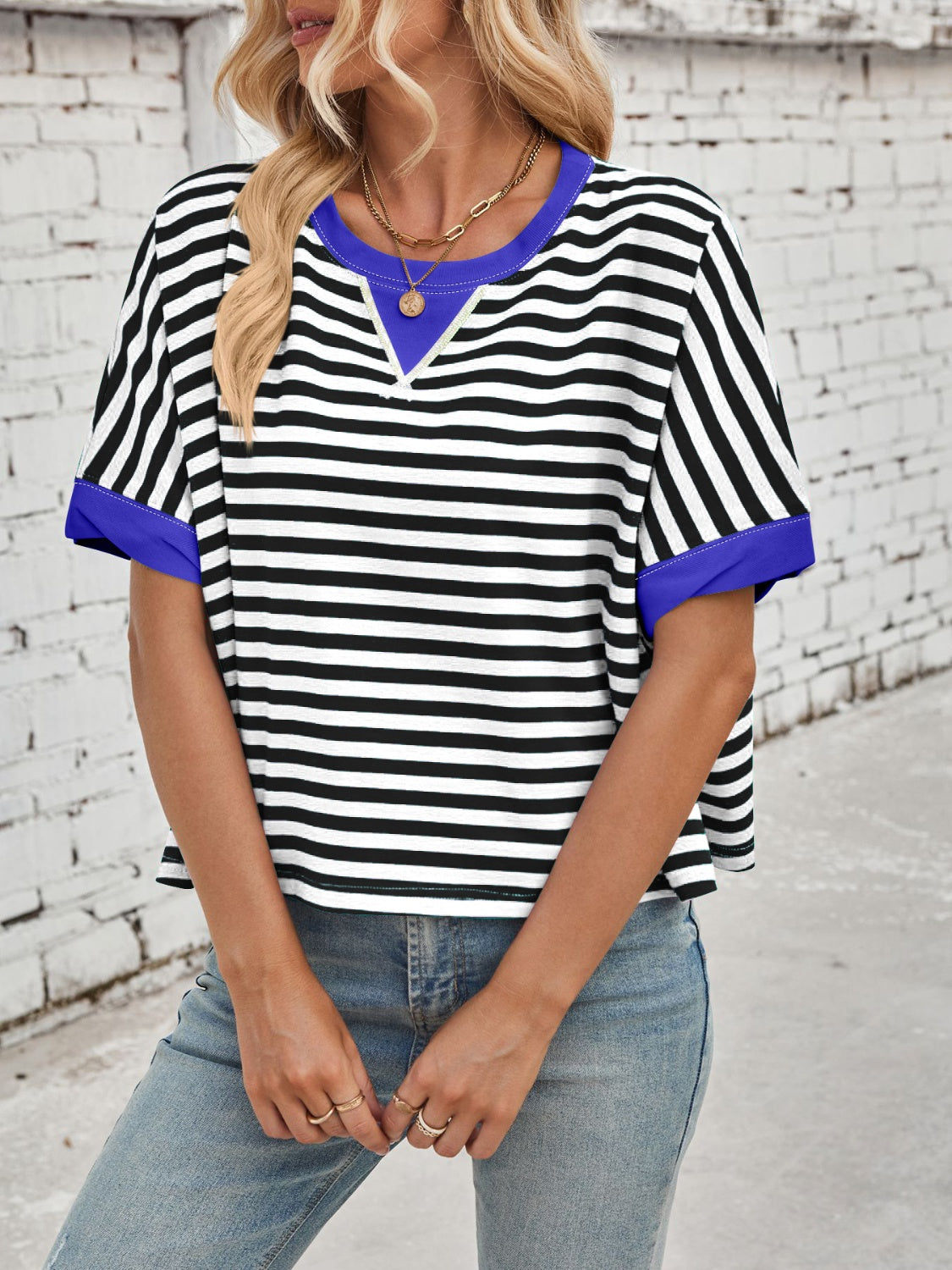 Dolores® | Striped short-sleeved crew-neck t-shirt