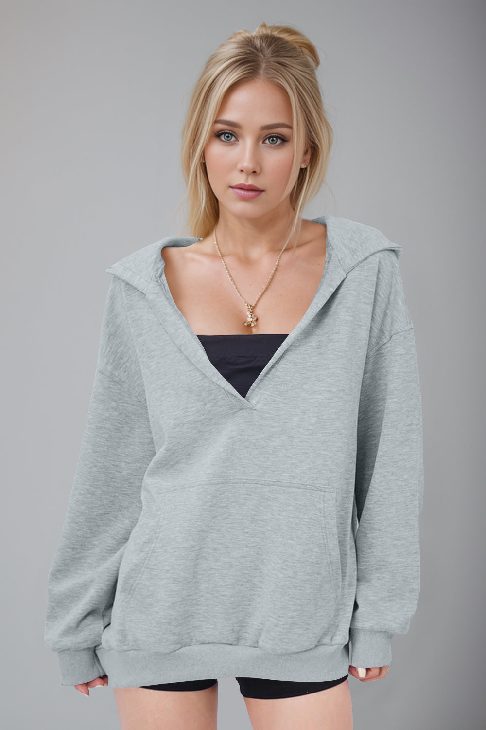 Bernadette® | Basic Bae Air Scuba long sleeve hoodie with kangaroo pocket
