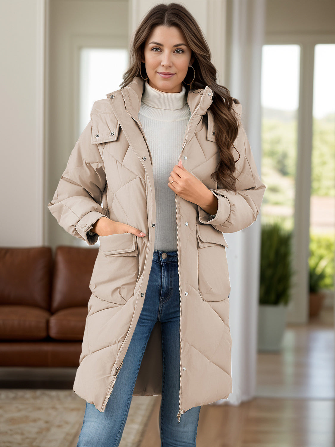 Avelina® | Long-sleeved winter coat with hood and pockets