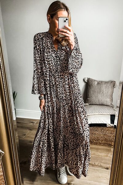 Diana® | Long sleeve leopard print maxi dress