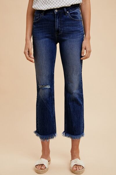 Daniela® | Cropped jeans with a straight leg and raw hem in a used look
