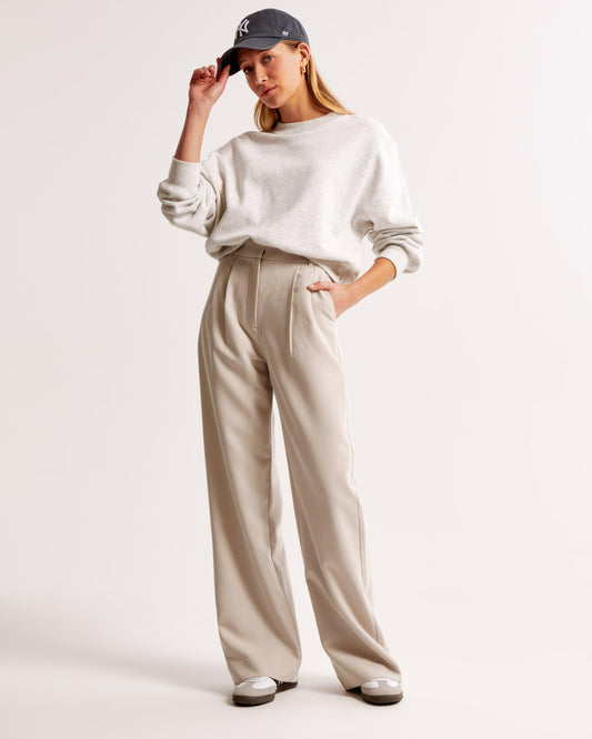 Zara | High Waist Pleated Leg Trousers with Tailored Fit