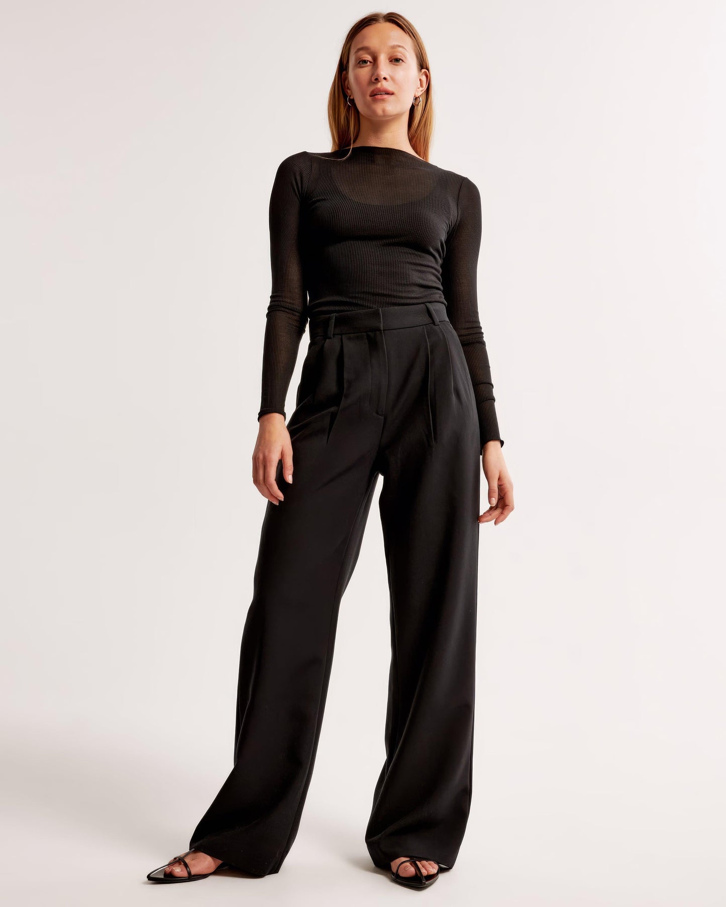 Zara | High Waist Pleated Leg Trousers with Tailored Fit