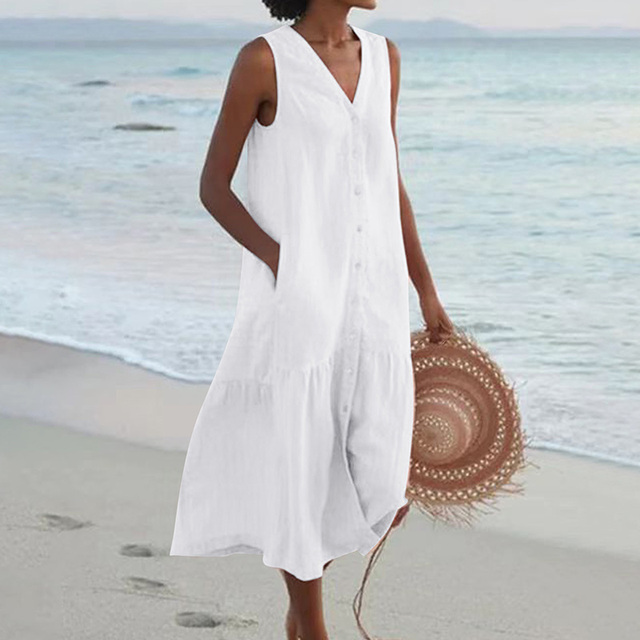 Sheila | Elegant Button-Down Summer Dress for Comfort and Style