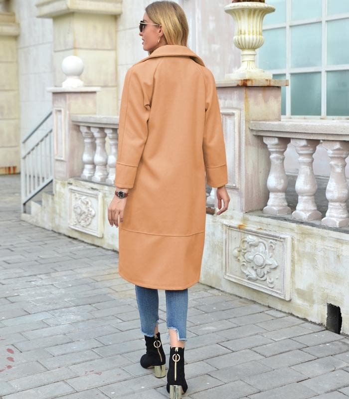Women’s Overcoat – Tailored Fit – Double-Breasted Wool – Knee Length – Structured Design