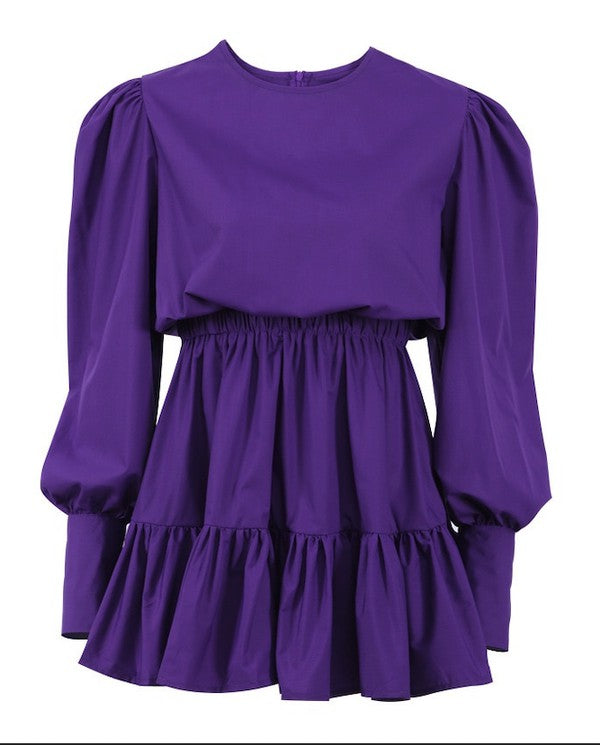 Delilah® | Dress with a round neckline and lantern sleeves