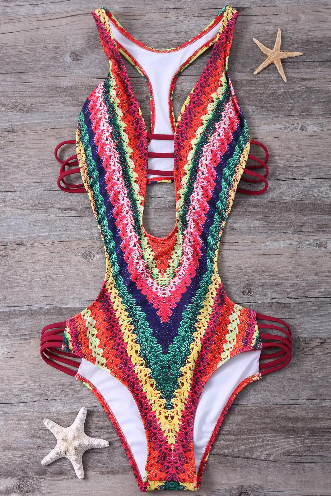 Abigail® | Tricot print swimsuit with open back