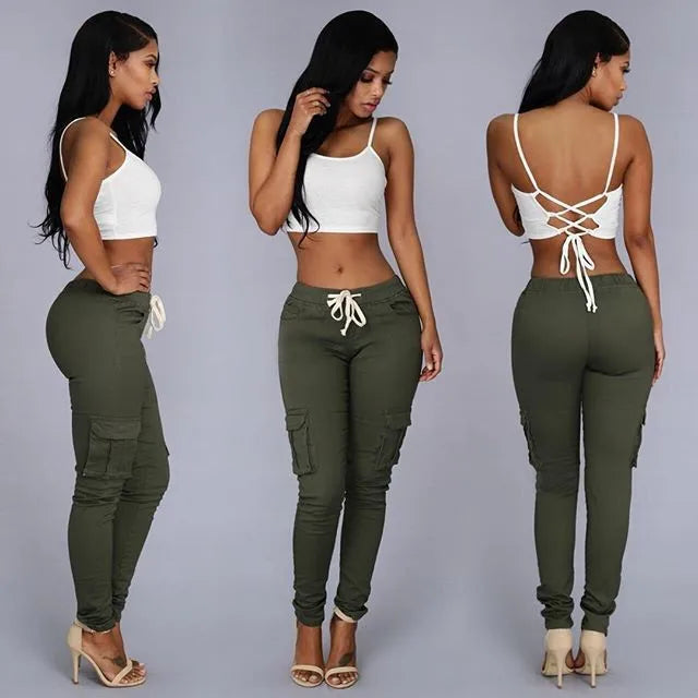 Bevin® | High Waist Cargo Pants With Tie Belt