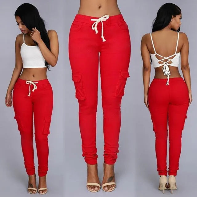 Bevin® | High Waist Cargo Pants With Tie Belt