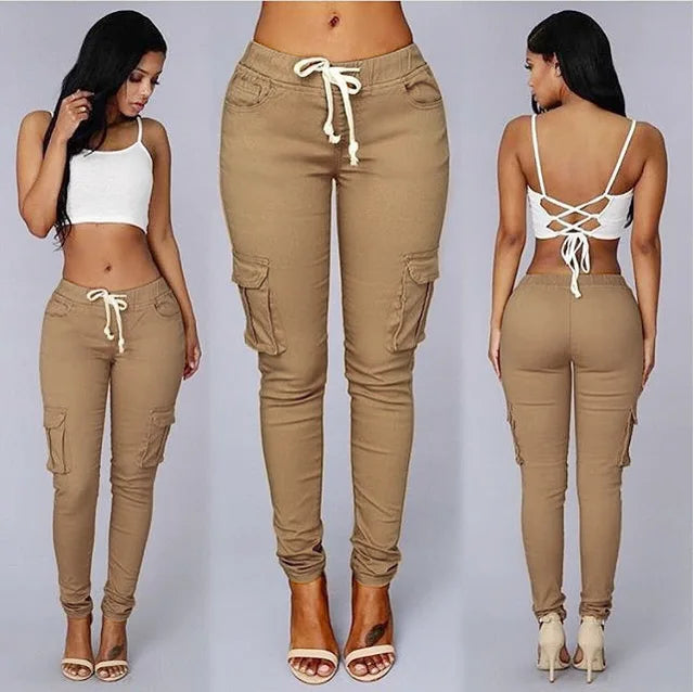 Bevin® | High Waist Cargo Pants With Tie Belt