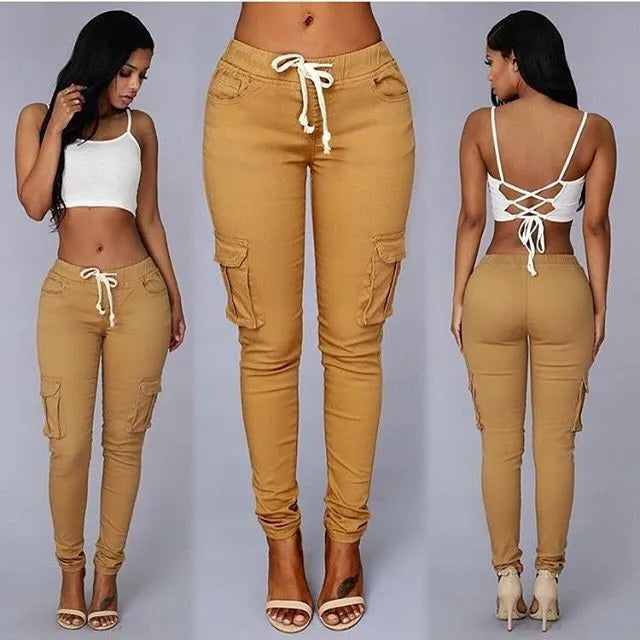 Bevin® | High Waist Cargo Pants With Tie Belt