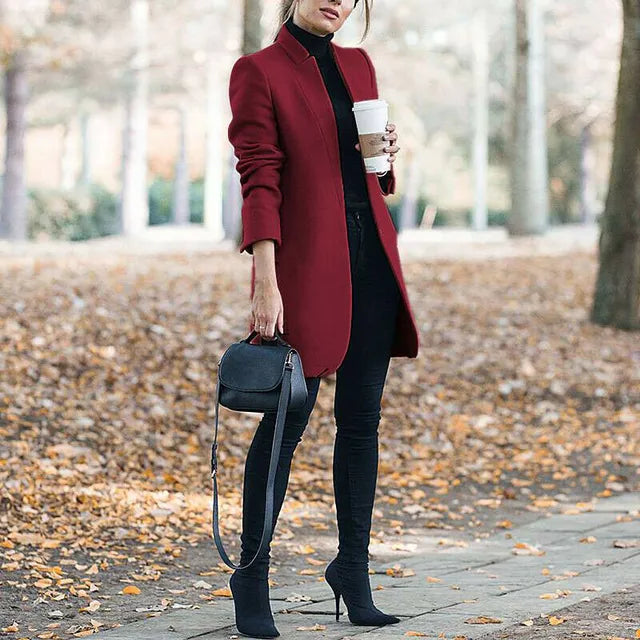 Ann® | Fashionable wool coat with a fixed collar