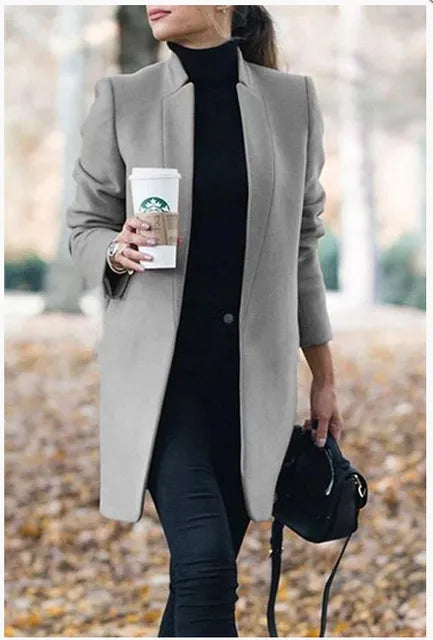 Ann® | Fashionable wool coat with a fixed collar