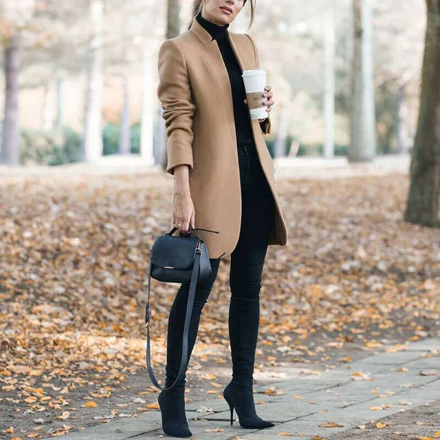 Ann® | Fashionable wool coat with a fixed collar