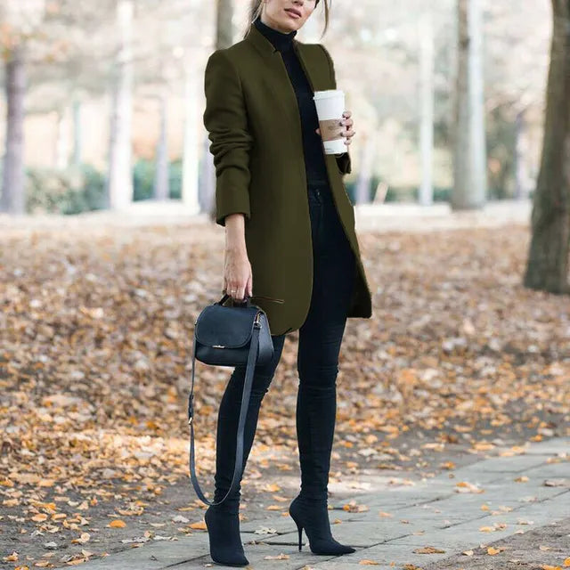 Ann® | Fashionable wool coat with a fixed collar