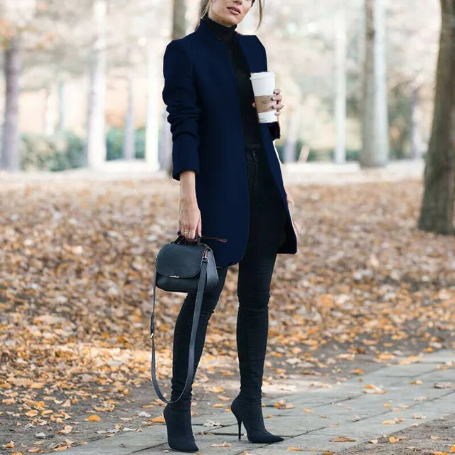 Ann® | Fashionable wool coat with a fixed collar