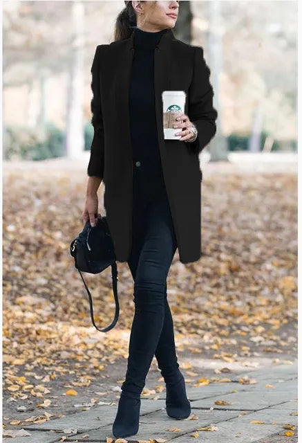 Ann® | Fashionable wool coat with a fixed collar
